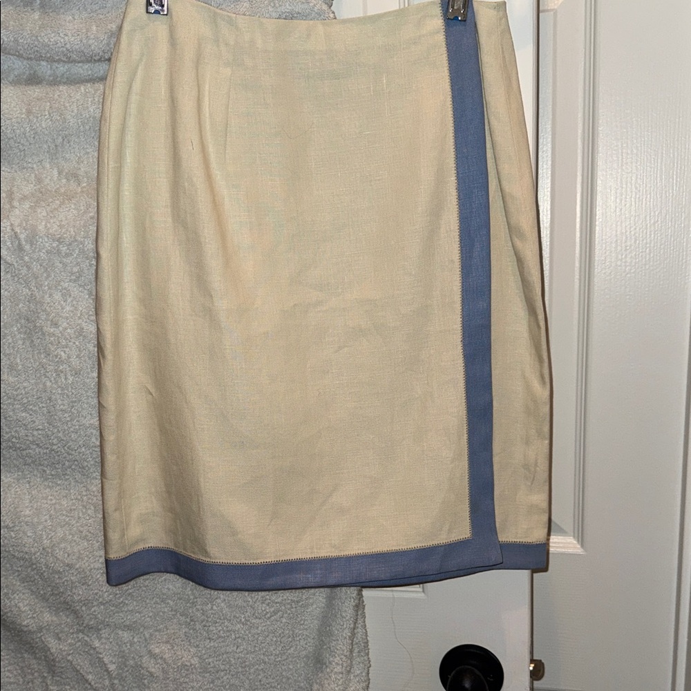 Ralph Lauren Cream Wrap Skirt with Blue Accent